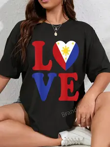 100% Cotton Unisex Filipino Patriotic Women & Men From Philippines Flag Country T-Shirt Vingate Printed Casual Round Neck T shirt