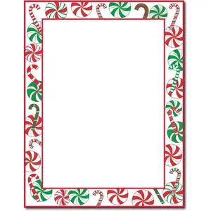 Peppermint Party Holiday Letterhead Stationery, 8.5" x 11", Printer Compatible, 80 sheets (2014062)