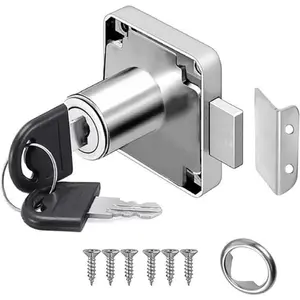[4pcs Cabinet Drawer Locks] 4pcs Polished Metal Finish Cam Latch Locks, Cylindrical Cabinet Drawer Locks, with 8 Keys for Doors, Mailbox, Home Office Furniture Security