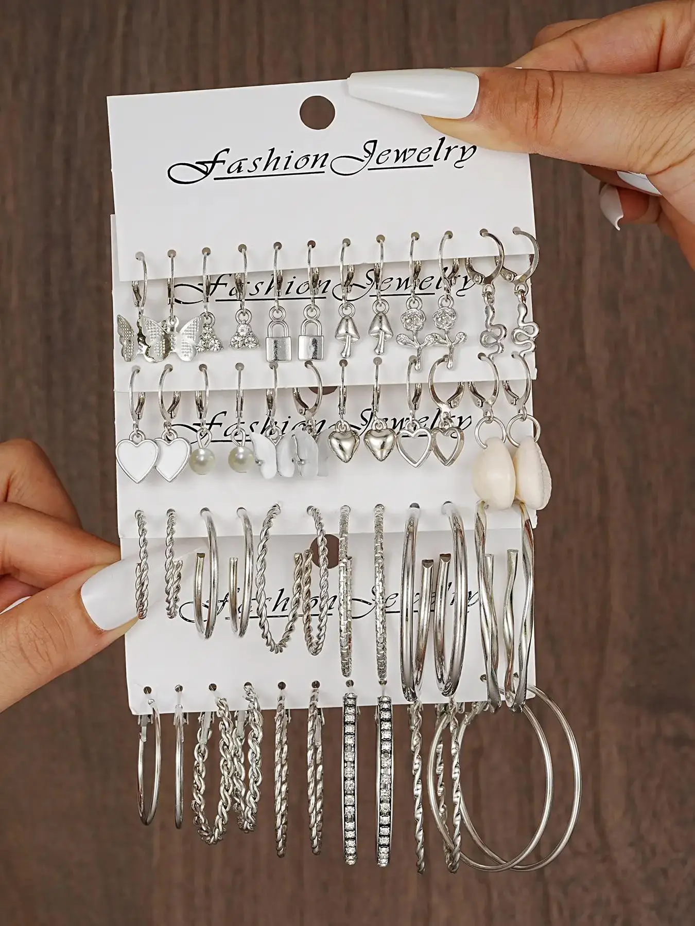 Summer Fashion Elegant Geometric Design Hoop Earrings, Cute Butterfly & Heart Charm Dangle Earrings, Matching Trendy Earrings Jewelry Set As Gifts