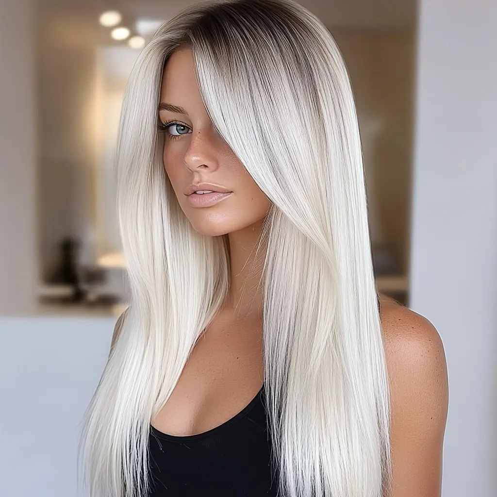 Elegant Light Blonde Synthetic Long Straight Wig – Breathable for All-Day Comfort