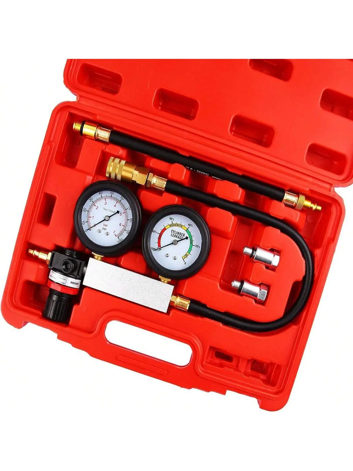 Gaomon Cylinder Leak-Down Tester Kit - Dual-Gauge Engine Compression Diagnostic Tool for DIY Enthusiasts, Easy-Setup Comprehensive Fault Detection for All Vehicles, Diagnosing Small and Large Vehicles