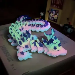 3D Printed Fluorescent Rainbow Cherry Blossom Dragon, Pla High-Quality Material, 29cm Dragon, Perfect for Gifts & Decorations
