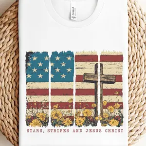 Stars And Stripes Jesus Christ Shirt, Cute 4Th Of July TShirt, Red White Blue Christian Religious Faith America Shirt 100% Cotton 45821 1236