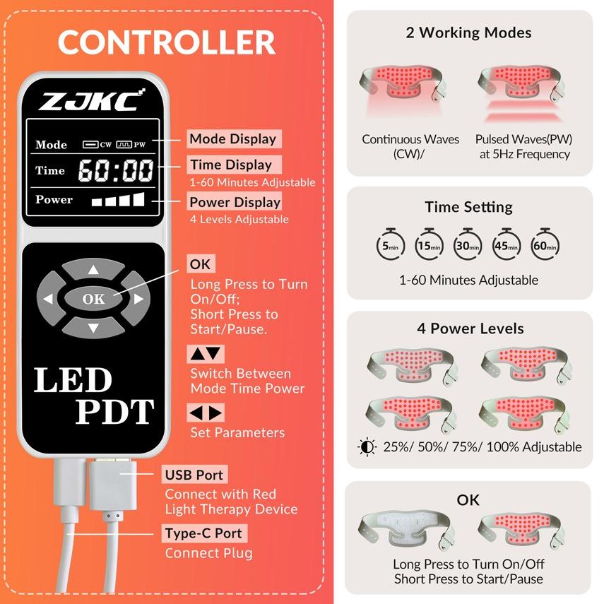 ZJZK Red Light Therapy Neck Heating Pad for Pain Relief Knee Leg,Portable Neck Therapy Device for Home Use, Massage Parlor & Office, Skincare & Injury Recovery,Promote Blood Circulation,Repair Sports Injuries and Tissue,Enhancing Bone Recovery,Best Gift