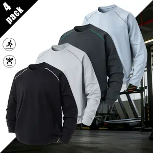 Quick-drying breathable sports long-sleeved T-shirt men's, fitness running training top, loose casual crew neck bottoming shirt