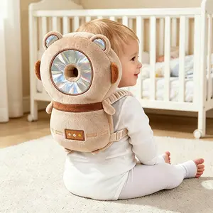 Baby Newborn Anti-Fall Head Pillow, Cartoon Animal Design, Soft Breathable Adjustable, Infant Safety Protector, Walking Aid Cushion, Harness