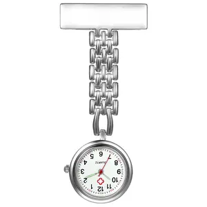 OIDEA Mesh Band Brooch Nurse Watch, Silver Tone, Luminous Hands, Upgraded Movement, Arabic Numeral Dial, Custom Name, 1ATM