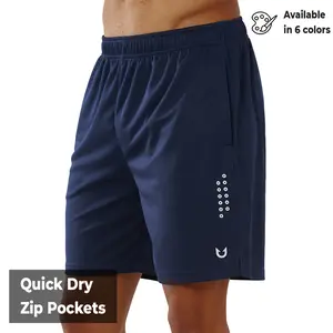 Men's Athletic Shorts with Zipper Pockets - Quick Dry Gym Shorts, Breathable Mesh, Reflective Running Shorts for Basketball Workout