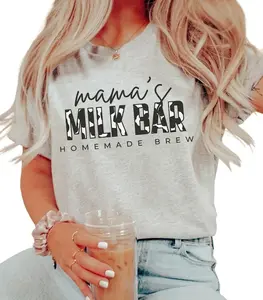 Giftifymama Mama's Milk Bar Shirt Breastfeeding T-Shirt Breastfeeding T-Shirt, Summer Mom Top, Fashionable Spring/Summer Outfit, 100% Cotton