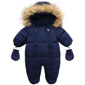 Baby Girl Boy Snowsuit Cute Down Jacket Hooded Romper Light Puffer Padded Jumpsuit Infant Winter Outwear