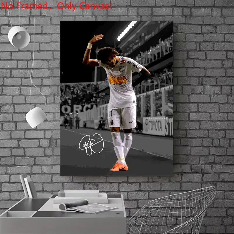 1 piece/set frameless canvas painting print poster, Unframed Wall Art, Athlete wall decor, Classic Football player art, Neymar Jr. Soccer Player Celebration, ideal gift for bedroom, living room, mural, home decor