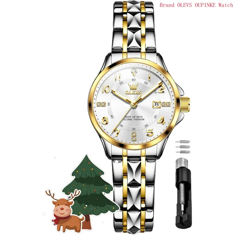 Brand OLEVS Women's Watches Luxury Diamond Arabic Dial Wrist Watch for Women with Date Waterproof Stainless Steel Quartz Ladies Watch