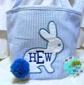 Easter Basket Seersucker Embroidered Monogrammed