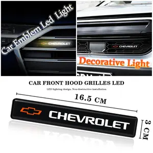 Car Grill Logo Decorative Light, Engine Hood Grille LED Emblem Lamp for Chevrolet Captiva Cruze Lacetti Niva Cobalt Vehicle Upgrade Accessories, Car Light Embellishments
