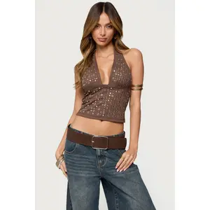 Jackie Stud & Grommet Halter Top