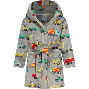 BSB-L   Boys Girls Robe Kids Flannel Hooded Bathrobe Sleepwear Pajamas Toddler Soft Plush Robes for Girls 2-16 Years