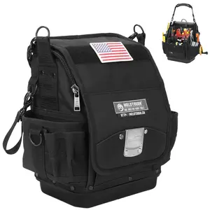 MELOTOUGH Electrician Tool Bag,44-Pockets Tool Bag,Small Sturdy Base Heavy Duty Tool Pouch with Hard Bottom for Electrician Carpenter/Technican,Black,Christmas Gifts for Men