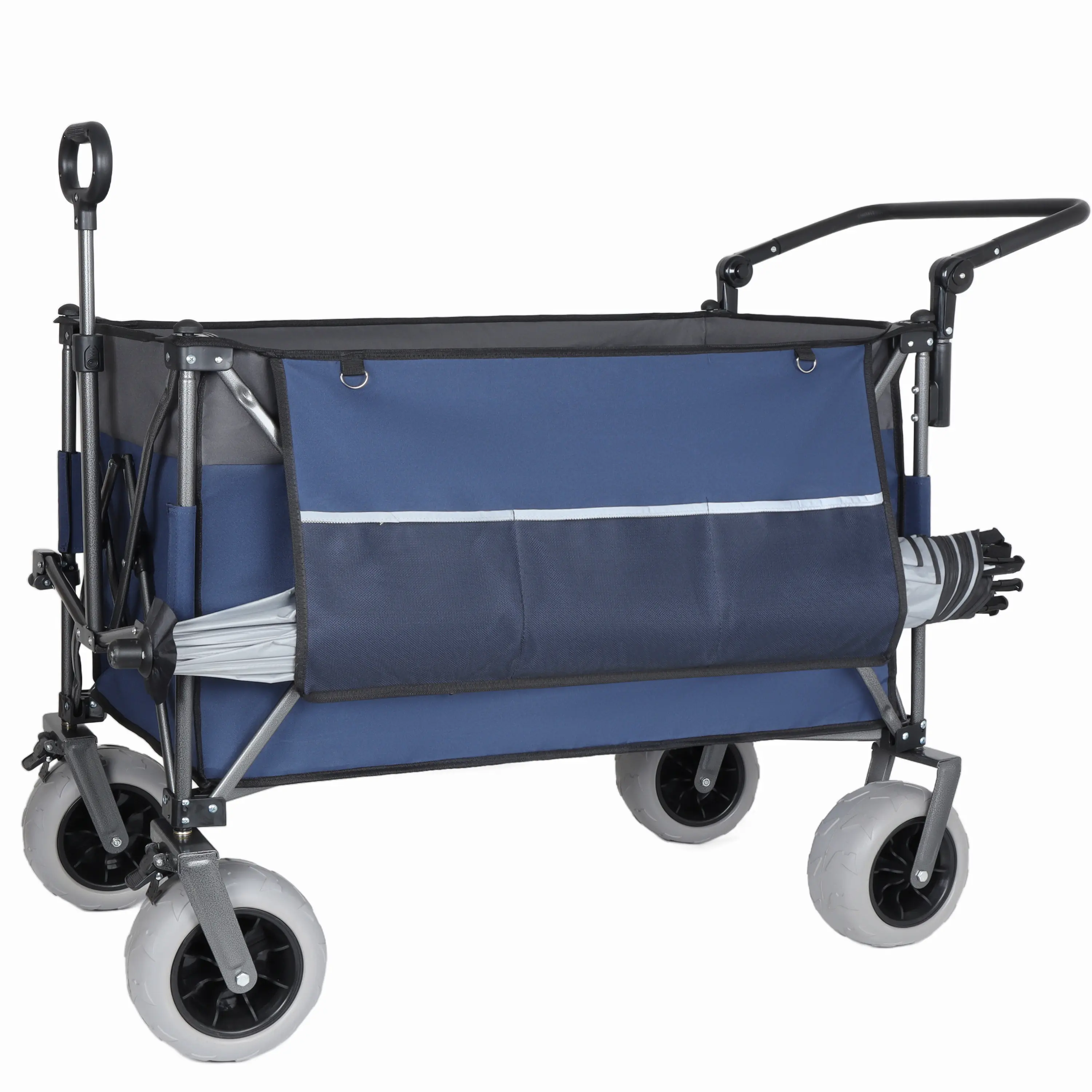 DONEXT Multi-Functional Collapsible Wagon Folding Trolley - 9"x4" Beach Tires, 300L XL Heavy-Duty Build, 480lbs Load Capacity, Push-Pull Design, Multi-Angle Handle, Brake System for Camping, Outdoor Use