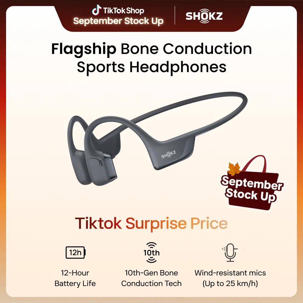 SHOKZ OpenRun Pro 2 Bone Conduction Bluetooth Sport Headphones；DualPitch premium sound；Open ear awareness; Smart Mic; IP55; 12H battery; Running/Cycling/Hiking