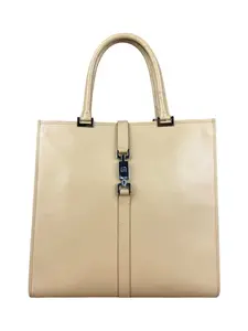 Pre-owned GUCCI LEather Shoulder Bags Vintage Beige Jackie Tote Bag