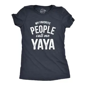 Womens My Favorite People Call Me Yaya T Shirt Funny Cute Grandma Text Tee for Ladies Funny Womens T Shirts Cute Vintage Fashion Casual Ladies T-Shirt Gift Funny Grandma Top Women's Novelty Tees Navy