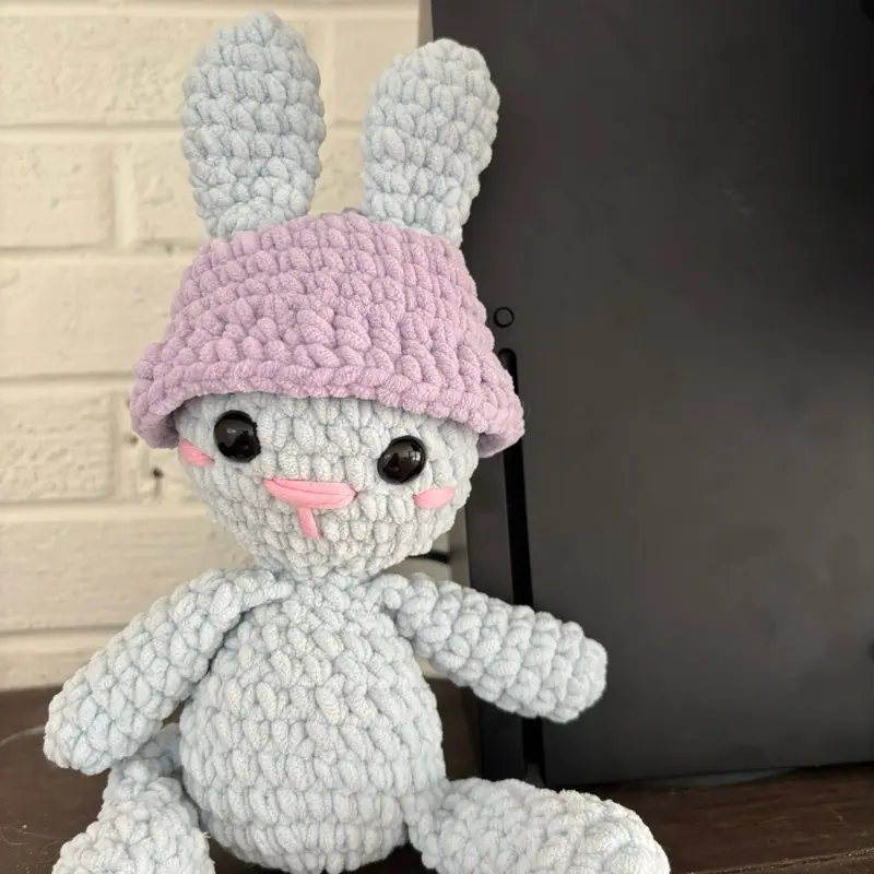 Crocheted Easter Bunny with Hat - Soft Plushie, Soft and Adorable Design, Suitable for Ages 3+