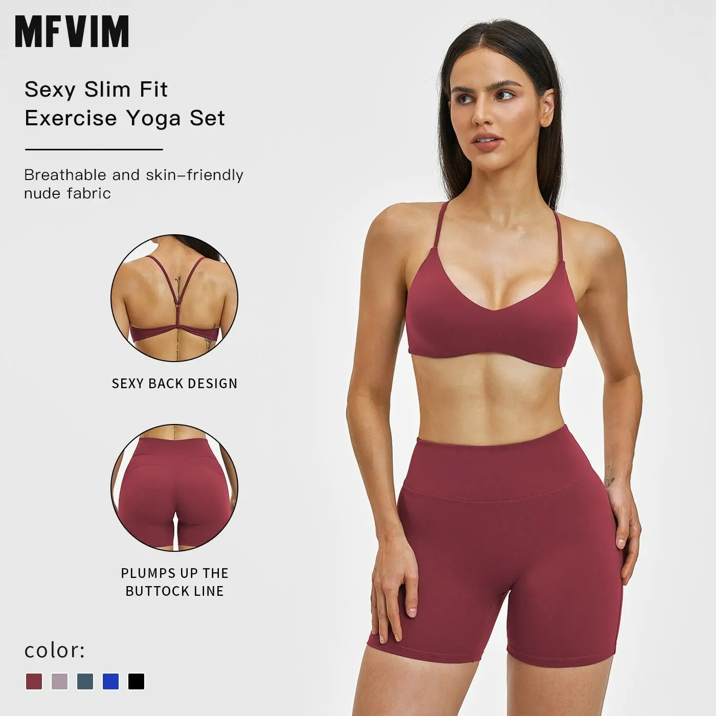 MFVIM Women's 2 Piece Athleisure Set, Solid-Color Street Fit Workout Outfit with Thin-Strap Bra & High-Waisted Slim Shorts for Yoga, Athleisure Street Fit, Women's Clothes, 2 Piece Sets, Bra And Gym Shorts Set Women's Sports Sweat Suit