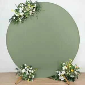 Dusty Sage Green Round Spandex Fit Wedding Backdrop Stand Cover 7.5ft
