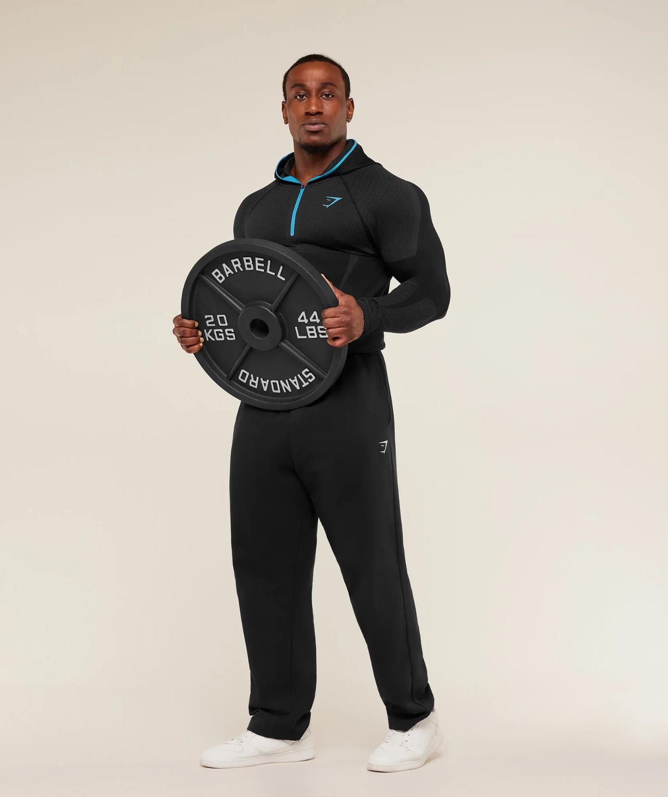 Onyx 5.0 Seamless Hoodie - Black/Blue Men's Fitted Athletic Hoodie for Workout