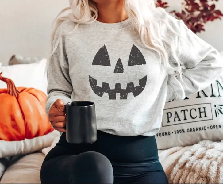 Halloween Pumpkin Sweatshirts, Pumpkin Face Sweatshirt, Jack O' Lantern Sweatshirt, Halloween sweatshirt unisex