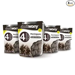 Don't Worry Keto Friendly Meringue Cookies - Chocolate Filled Cookies, 4 Calorie Meringue Gluten Free Cookies, Low Carb and Sugar Snacks, Low Calories Snacks for Adults - 4 Pack