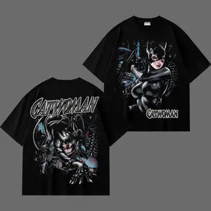 Catwoman Vintage Graphic T-Shirt, Retro Gotham Femme Fatale Tee, 90s Comic Style Streetwear, Classic Cotton Oversized Shirt, Dark DC Superhero Fan Apparel, Unisex Urban Outfit, Gift for Fans of Catwoman, Bold Action Graphic Tee for Men and Women