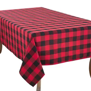 212 MAIN Rectangular Buffalo Plaid Check Cotton Blend Tablecloth, 70x104 in Red, Machine Washable Dining Table Cover for Outdoor Tables & Furniture