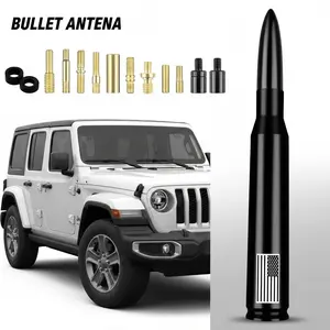 Universal American Flag Car Antenna for GM Chevy & Ford Pickup Trucks – Includes Valve Stem Caps for Silverado, F150, F250, F350 (Black)