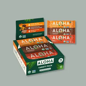 ALOHA Peanut Butter & Cookie Dough Protein Bar Variety Pack | 12 Bars, 3 Flavors | 14g Plant Protein, 3-5g Sugar | Certified USDA Organic, Vegan, Gluten-Free Snacks Cocoa