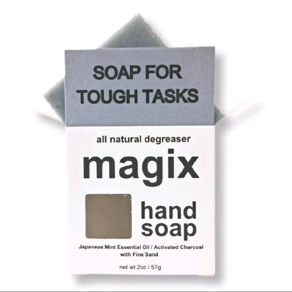 Magix Tough Task Bar Soap with Fine Sand / Japanese Mint Essential Oil / Activated Charcoal