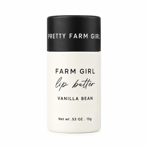 Pretty Farm Girl Vanilla Bean Tallow Lip Butter in Eco-Friendly Travel Tubes with Soothing Propolis & Organic Cocoa Shea Butter - Perfect for Daily Lip Moisture - 15 ml / 0.5 fl oz