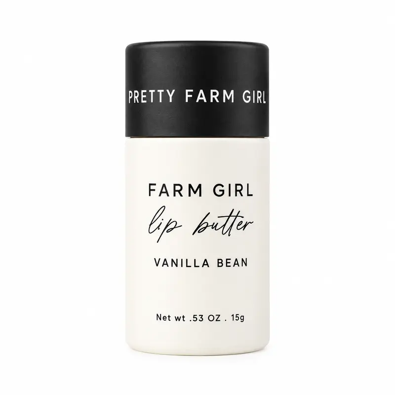 Pretty Farm Girl Vanilla Bean Tallow Lip Butter in Eco-Friendly Travel Tubes with Soothing Propolis & Organic Cocoa Shea Butter - Perfect for Daily Lip Moisture - 15 ml / 0.5 fl oz