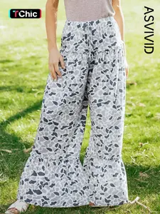 Women's Casual Camouflage Print Wide Leg Long Pants, Loose-Fitting Natural Waist, All Seasons Fashion, Comfortable and Stylish
