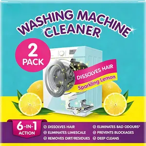 6-in-1 Front Load Washer Cleaner, Lemon Scent, 150g, 2 Pack