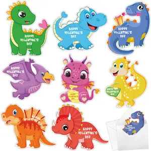 Valentine's Day Temporary Tattoos - 32-Pack Cute Dinosaur Design Waterproof Tattoos, Love Theme Party Favors Supplies for Kids
