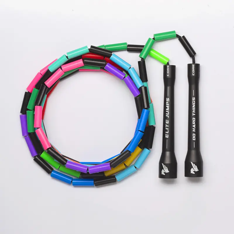 Elite Jumps Do Hard Things Rainbow Redux 1-in Beaded Jump Rope - Strong, Durable Materials - Adjustable Rope (10 ft Length) - Gym Exercise & Workout Equipment - Resizable for Cardio Training