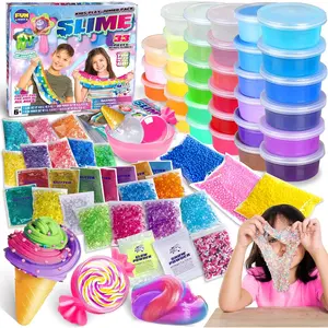 33 Cups Jumbo Slime Kit for Kids, Premade Ultimate Slime Pack to DIY Soft, Cloud, Clear, Butter, Glitter, Glow in Dark Slime Making Kit Party Favors Gift Toys for Girls and Boys