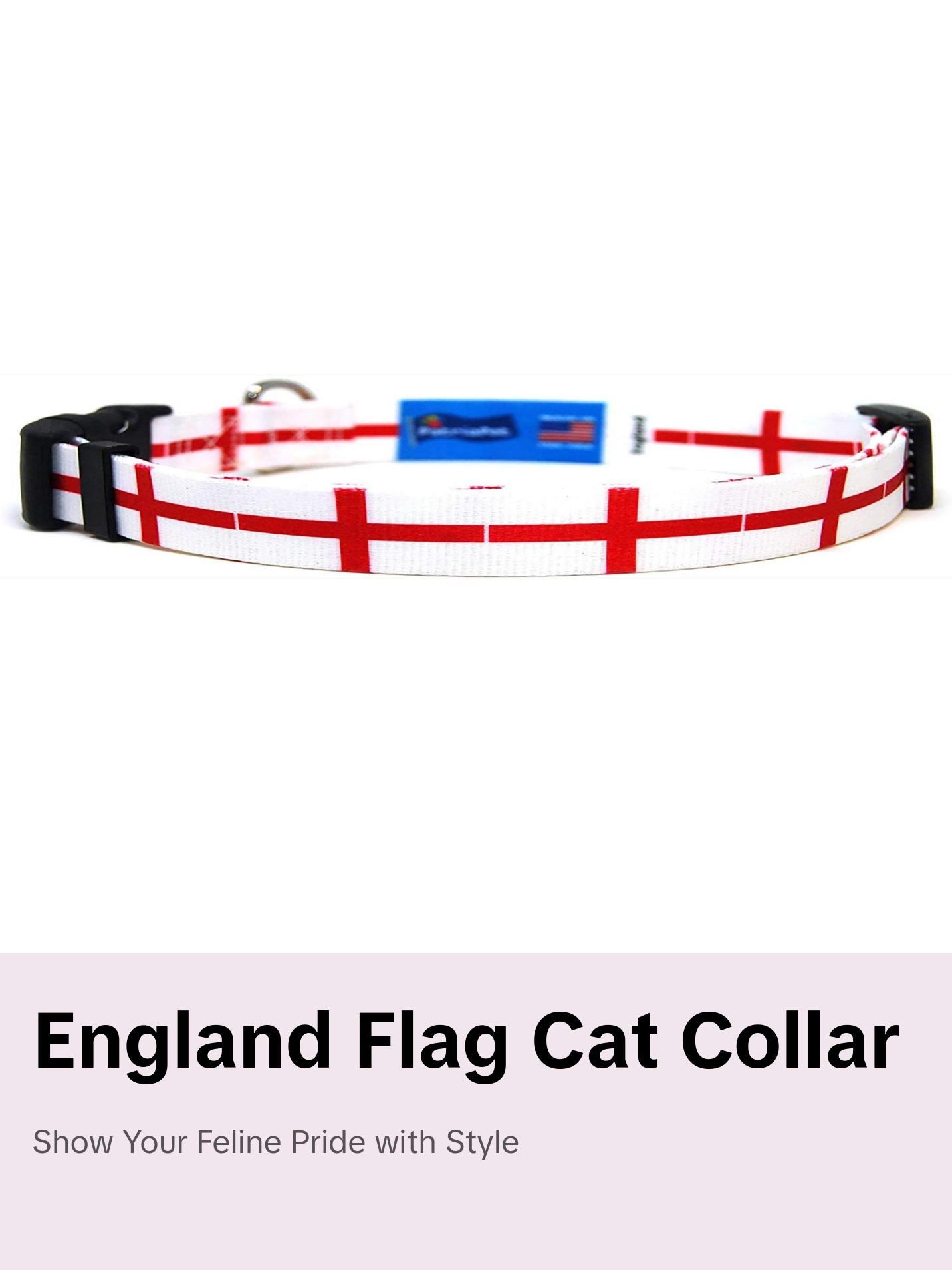 Cat Collar with England Flag | Great For National Holidays, Festivals, Parades, Sporting Events, Pride Events