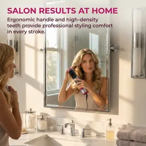 Cordless Hair Straightening Brush, Rechargeable Heated Hair Brush with LCD Display, Adjustable Temp, Ceramic Coating, Portable Anti-Scald Hair Styler for Travel & Home