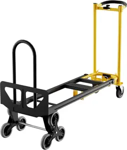 3-in-1 Convertible Aluminum Hand Truck Dolly, Stair Climbing Utility Cart with Wheels, 800 lb Capacity Convertible Utility Cart with Wheels for Stairs, Office & Home,Yellow