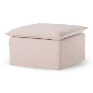 Maven Lane Claude Rustic Ottoman in Cream Fabric Upholstery Maven Lane Claude Rustic Ottoman in Cream Fabric Upholstery
