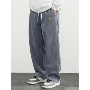 Men's autumn and winter corduroy straight leg pants, fashionable high street casual loose sports pants, spring and autumn fashionable casual minimalist pants
