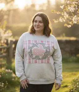 Spring Patchwork Crewneck • Vintage Quilt Patch Pullover • Pastel Cottagecore Sweatshirt